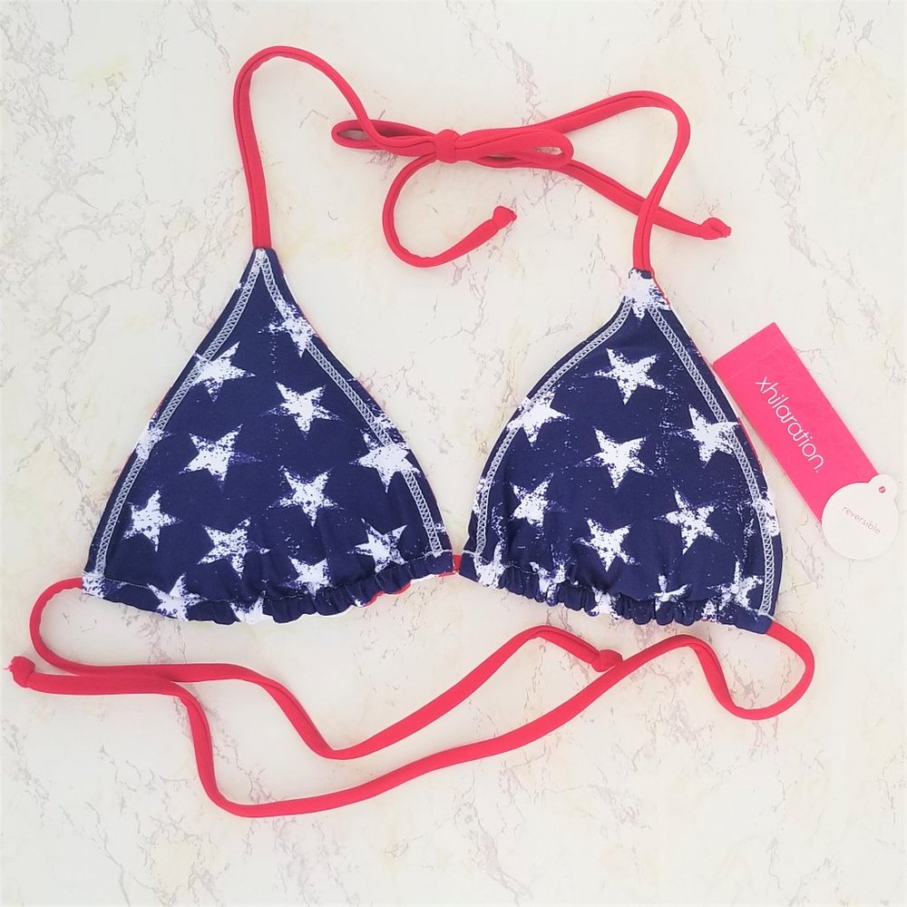 Star & Stripes American Flag Reversible Bikini top